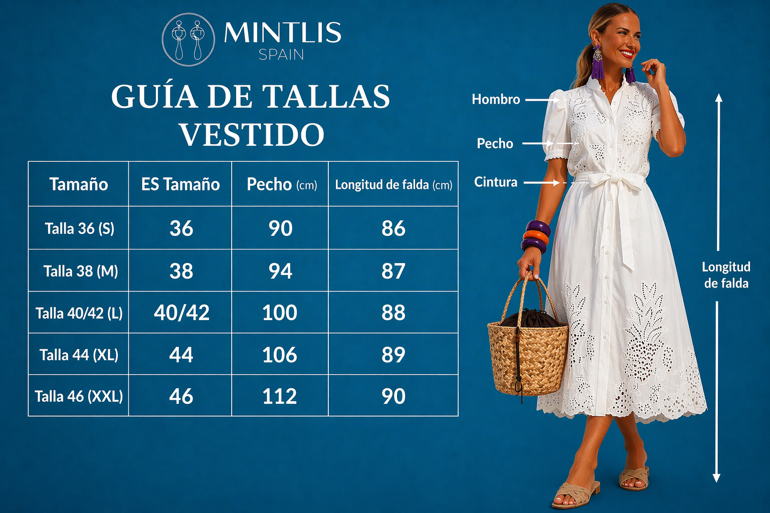 Vestido Mafalda camisero algodón bordado con fajón, tallas (36-48)