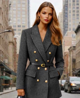 Blazer Melinda lana tweed con cinturón incluido , 2 colores, tallas (36-46)