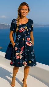 40% OFF East cotton knit dress, 6 prints, sizes (36-50)