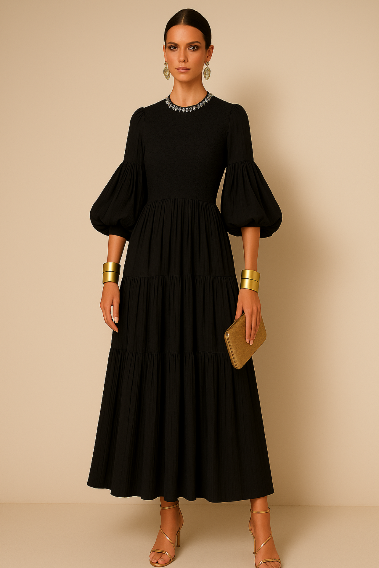 Vestido Gabriela de algodón licra cuerpo nido de abeja elastane, 4 colores tallas (36-48)