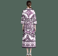 Vestido Penélope morado camisero fajín incluido algodón, tallas (36-48) mades in Oporto