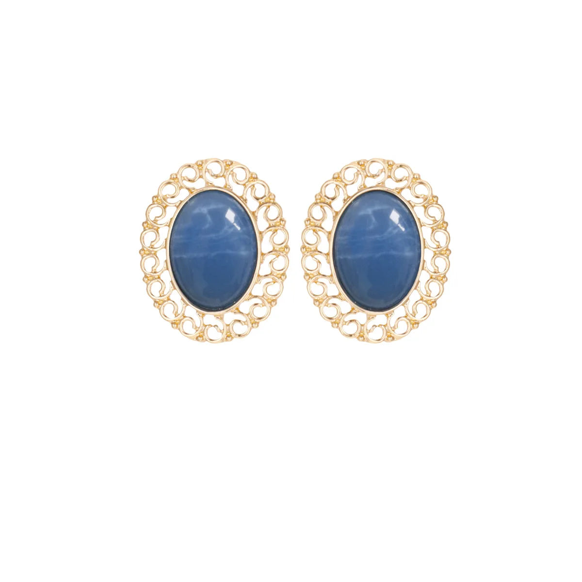 Blue Stone Clip Earrings