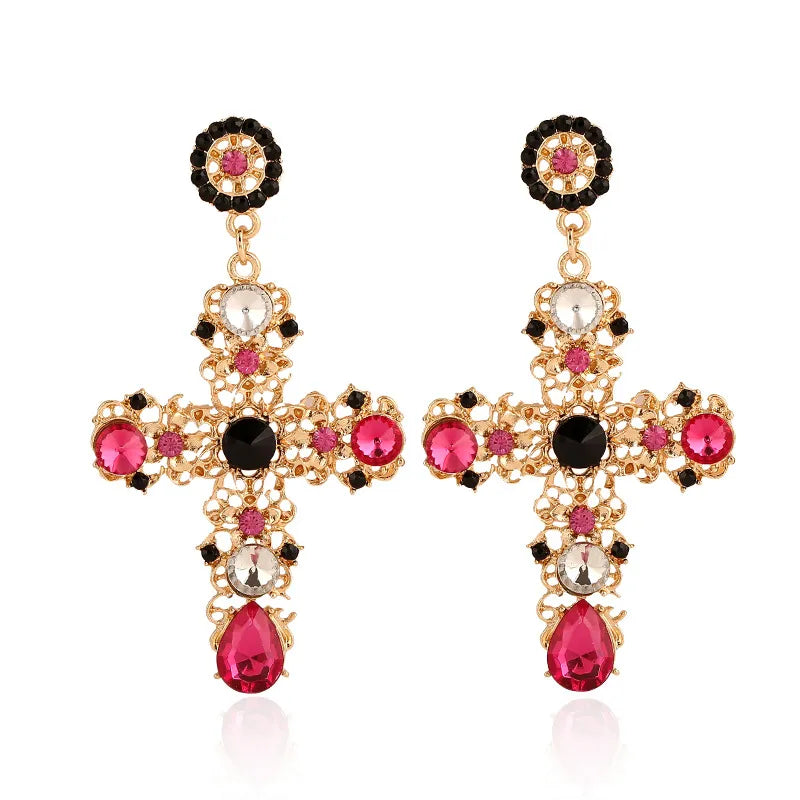 Long cross earrings, 3 colors