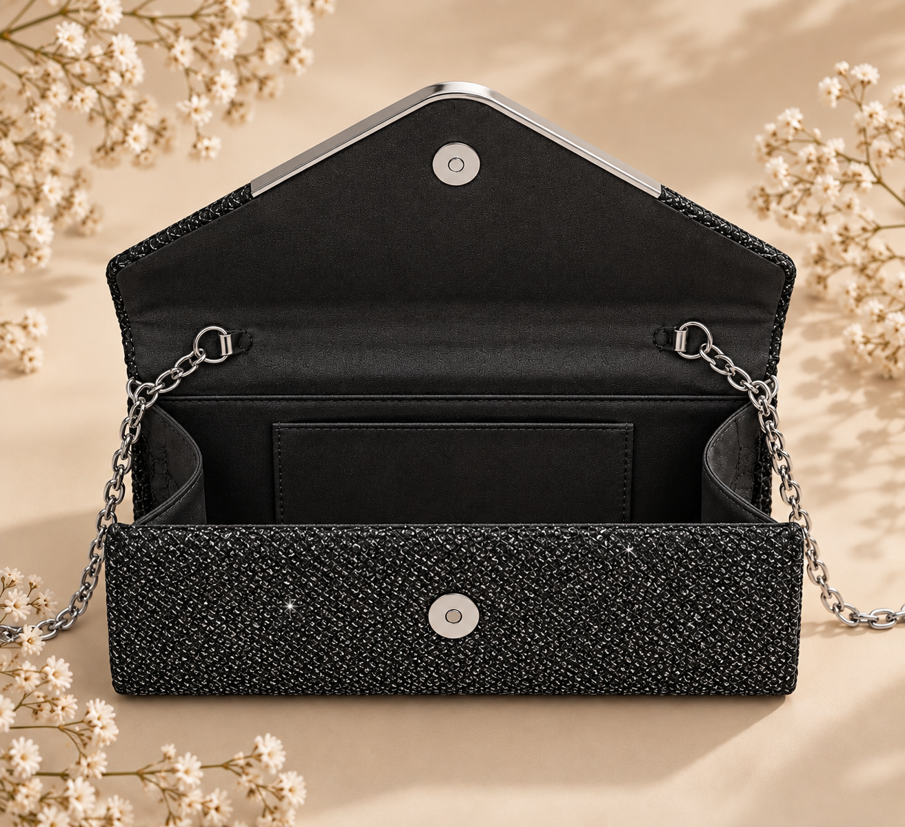 Bolso Optimo, clutch con cadena 7 colores