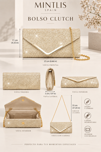 Bolso Optimo, clutch con cadena 7 colores