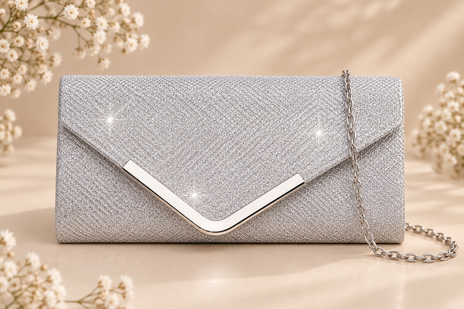 Bolso Optimo, clutch con cadena 7 colores