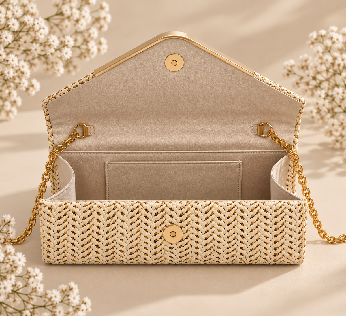 Bolso Optimo, clutch con cadena 7 colores