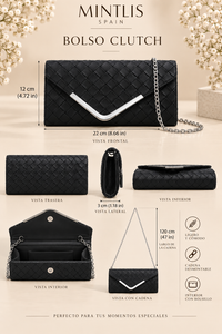 Bolso Optimo, clutch con cadena 7 colores