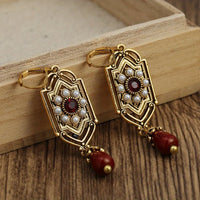 Pendientes Vintage Largos con Perlas y Piedras en 4 colores