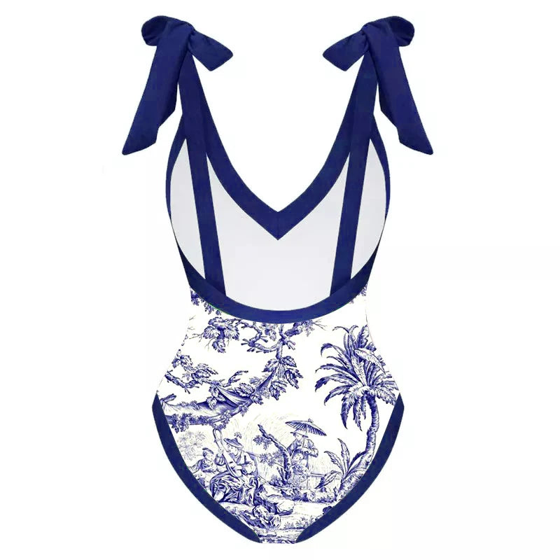 Bañador Palmera Azul lazo 4 tallas