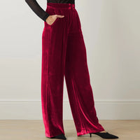 Carlota wide velvet pants, 6 colors and 4 sizes. Elastic band on the back.