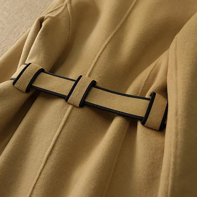 Natali 100% cashmere wool coat with pockets and lining with belt, 2 colors, 6 (36-46)