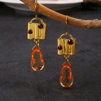 Pendientes Vintage Dorados con Cristal Amarillo