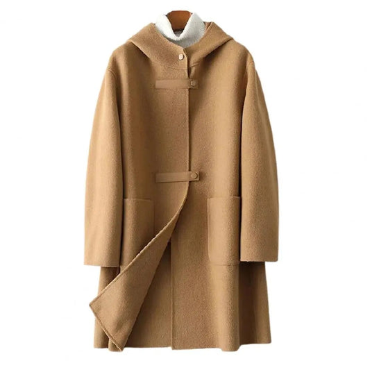 Austria Cashmere Wool frock coat WITH HOOD. Camel color, size XL/42-44 and 4XL/48-50, free shipping within 48/72 hours.