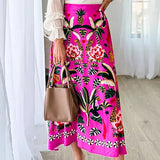 Falda Tropical MIDI, algodón con licra estampada, tallas (36-46)