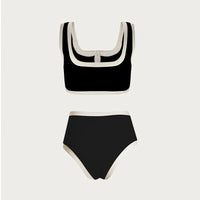 Bikini botones blanco y negro spandex, 2 colores y 4 tallas