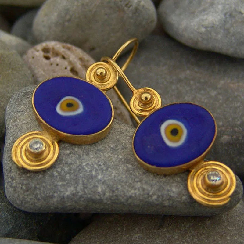 Vintage Blue Turkish Eye Earrings