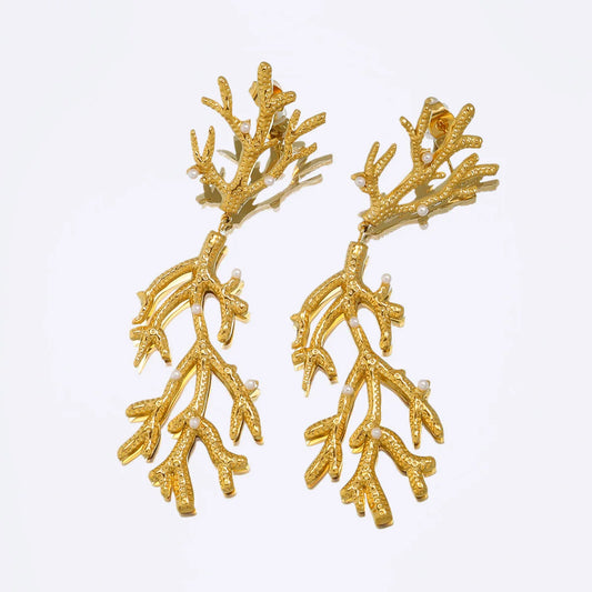 Golden Coral Earrings