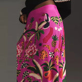 Falda Tropical MIDI, algodón con licra estampada, tallas (36-46)