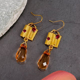 Pendientes Vintage Dorados con Cristal Amarillo