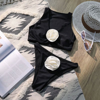 Bikini Flor blanco y negro, 2 colores y 4 tallas
