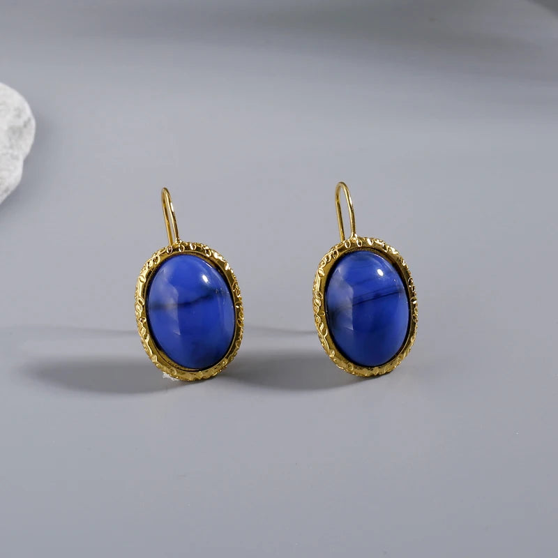 Pendientes Pequeños con Piedra Azul