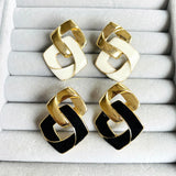 Pendientes Doble Rombo Negros y Blancos