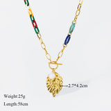 Golden and colorful Leaf Necklace