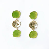 Three Green Circles Clip Earrings