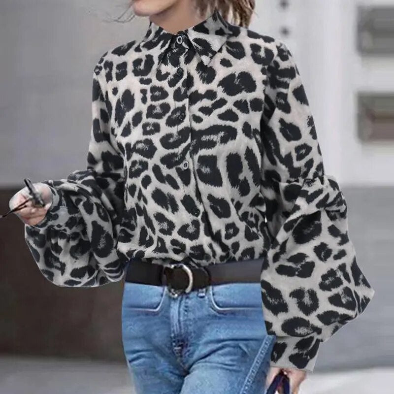 Leopard cotton blouses, 2 colors, 8 BIG SIZES