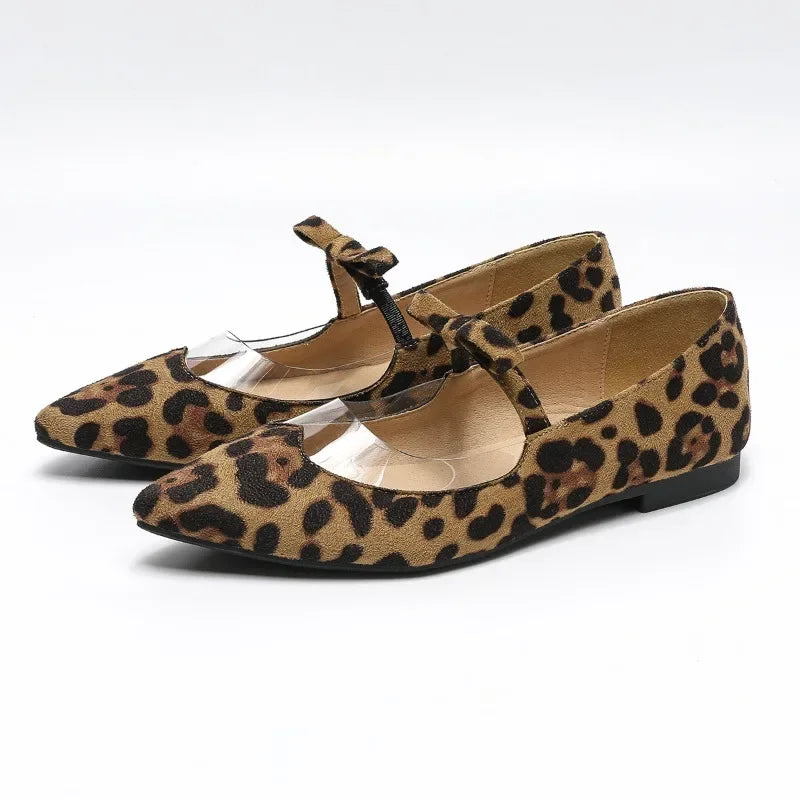 Leopard pointe ballerina, elastic closure