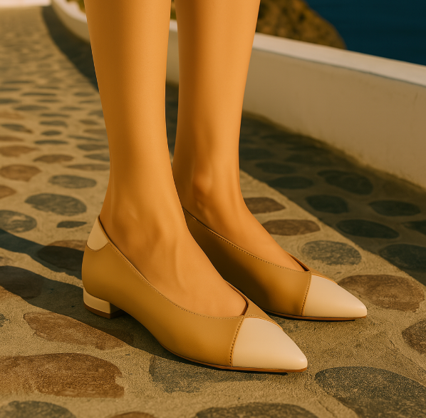 LEMON LEATHER BALLERINA, Size (36-41). Made in Spain