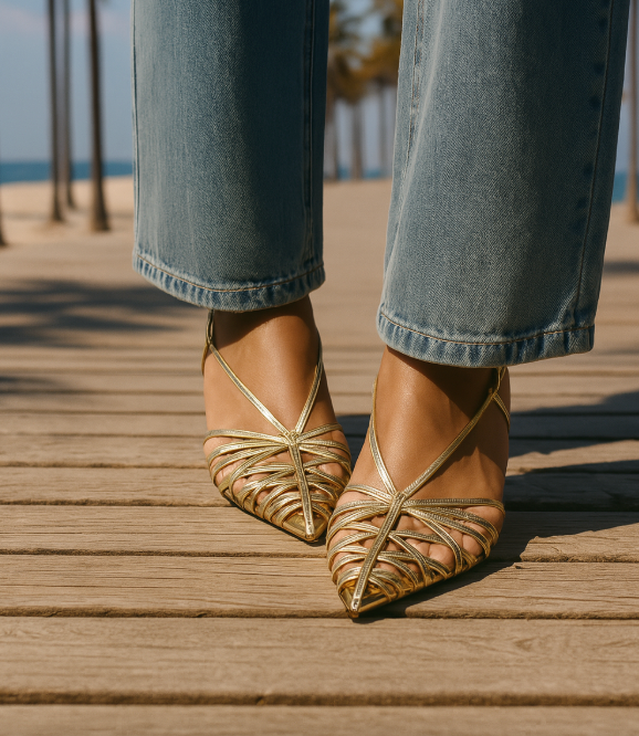 PARADISE GOLD LEATHER SANDALS, size (35-41)