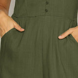 Liberty green linen jumpsuit, 5 sizes