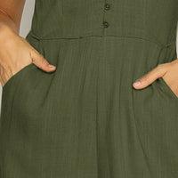 Liberty green linen jumpsuit, 5 sizes