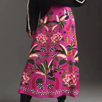 Falda Tropical MIDI, algodón con licra estampada, tallas (36-46)
