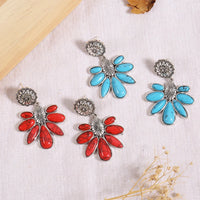 Pendientes de Flor Rojo y Azul