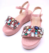 Sandalias Capri piedras cuña, 4 colores MADE IN SPAIN