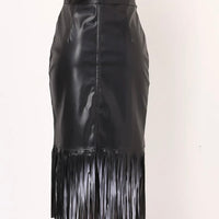 New York black fringed Midi skirt, 4 sizes