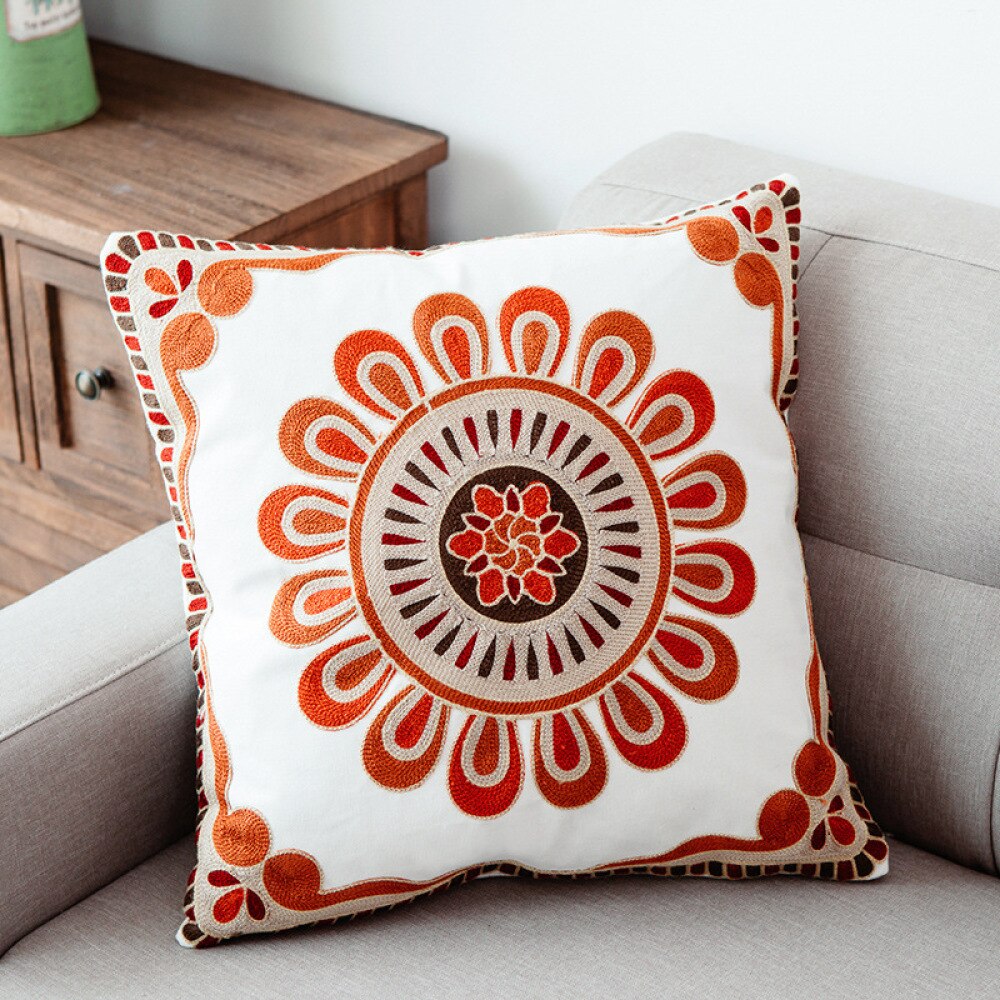 Handmade embroidery cushion cover without filling 45X45cm, various colors