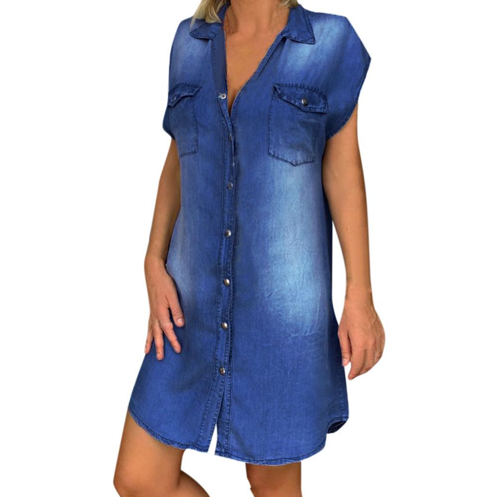 Vestido camisero amplio Denim Kimberly vaquero elastico bolsillos, 3 colores, 6 tallas