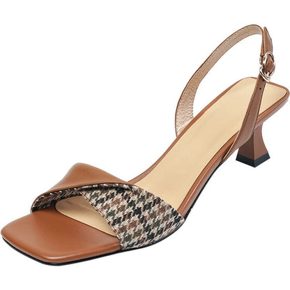 Gingham check Oxford sandals, 2 colors