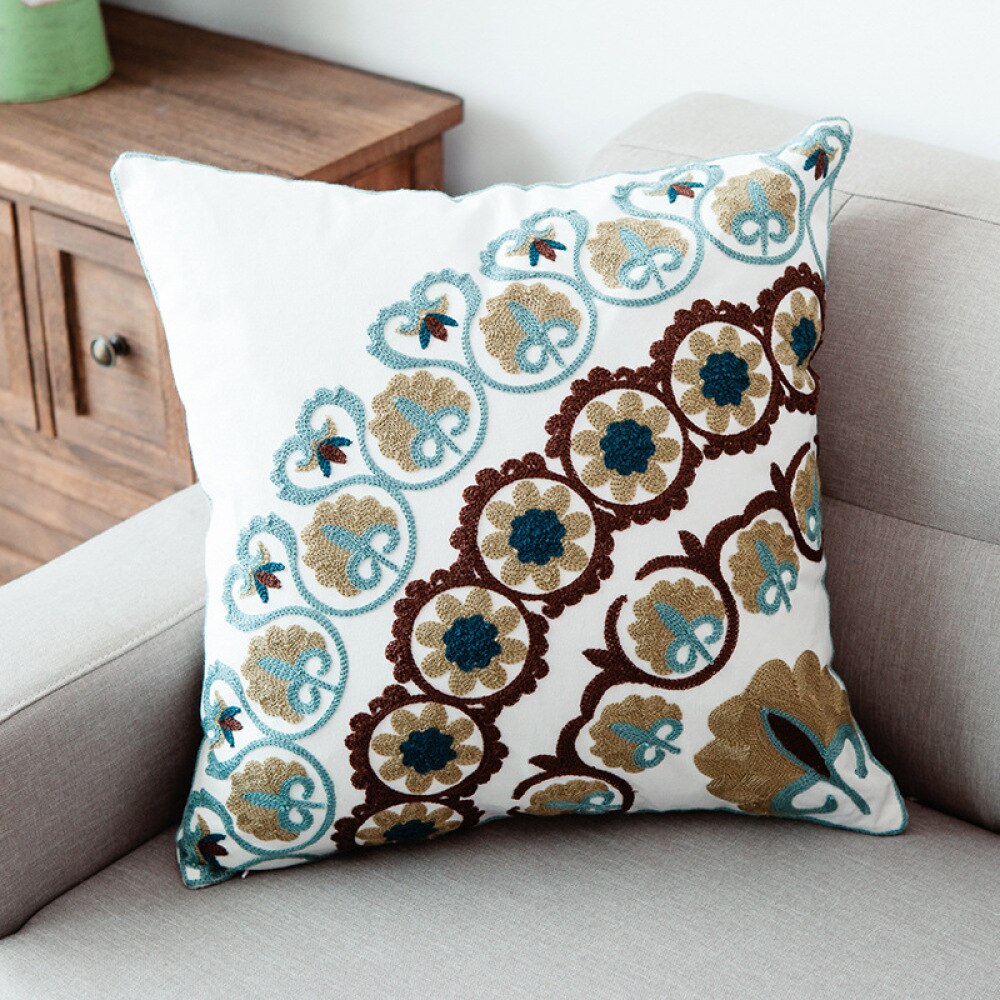 Handmade embroidery cushion cover without filling 45X45cm, various colors