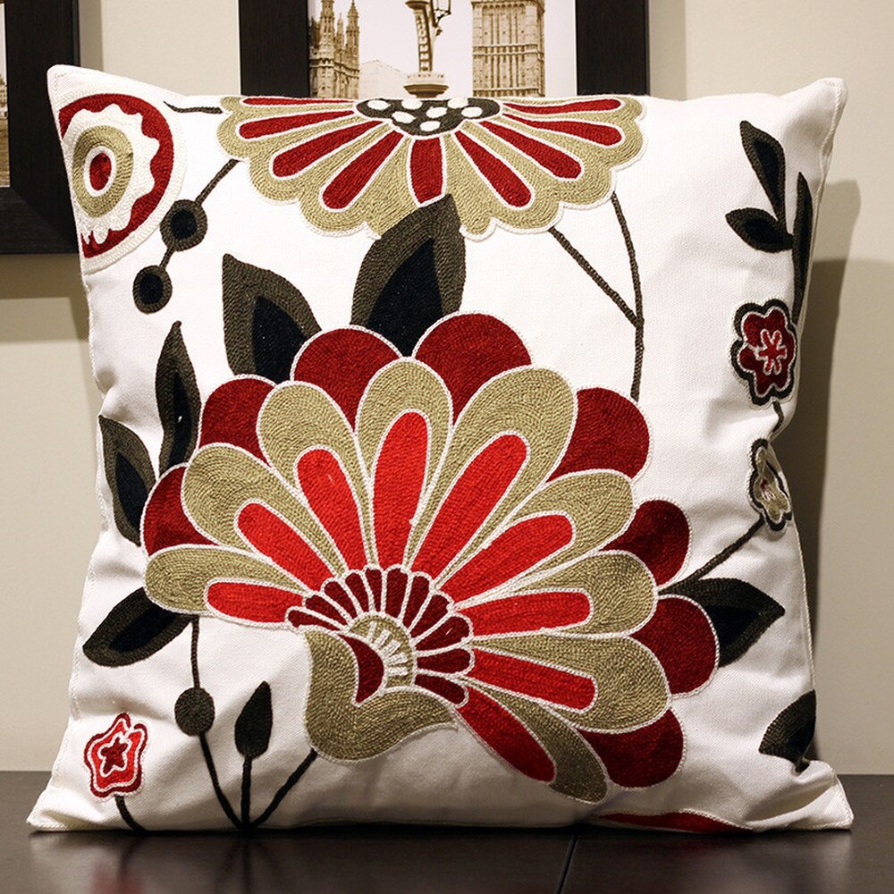 Handmade embroidery cushion cover without filling 45X45cm, various colors