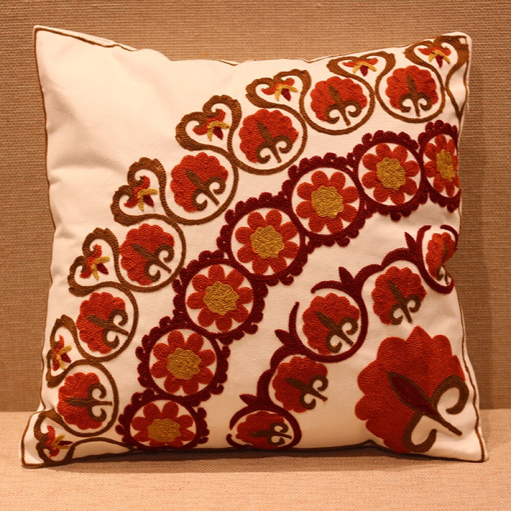 Housse de coussin brodée à la main sans rembourrage 45X45cm, divers coloris