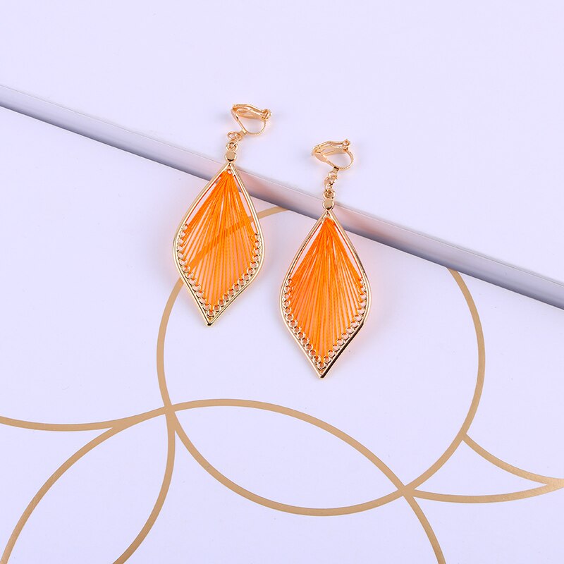 Boucles d'oreilles clip feuille sans trou, 7 couleurs