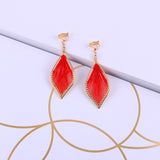 Boucles d'oreilles clip feuille sans trou, 7 couleurs