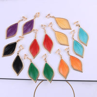 Boucles d'oreilles clip feuille sans trou, 7 couleurs