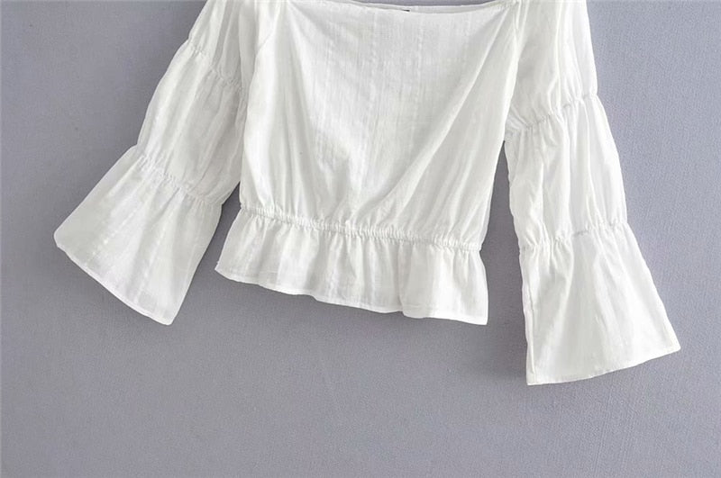 Camisa Grace brocada blanca, 3 tallas