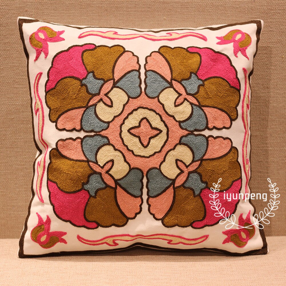 Housse de coussin brodée à la main sans rembourrage 45X45cm, divers coloris